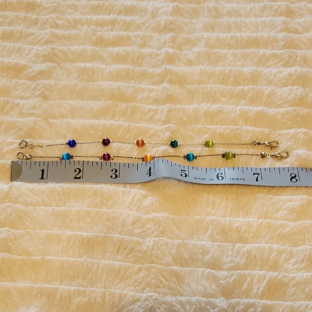 Set Of 2 Colorful Beaded Sterling Silver Bracelets - Picture 2 of 4